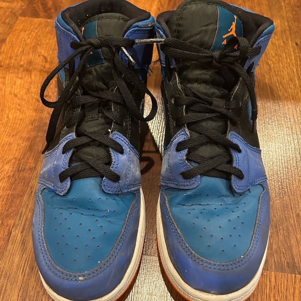 Air Jordan 1 mid grade school size 6.5 racer blue green abyss and black - Picture 3 of 11
